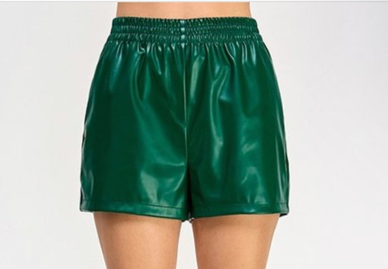 821 “Green Faux Leather” Shorts