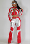 904” Red/ Silver Faux Leather 2pc set