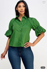 702 “ Puffy Button up” top