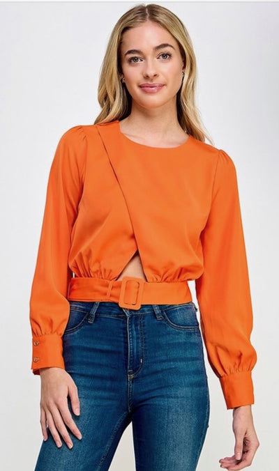 823 “Crisscross belted” shirt