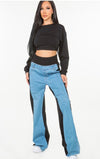801 3pc Crop top jeans pants set